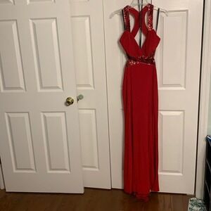 Red Sequin Formal Gown Niki Livin Maxi Dress Evening Party Prom